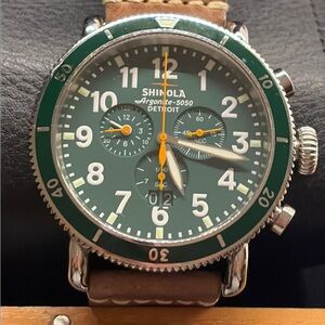 Shinola Runwell Sport Chronograph Watch – Green Dial – Excellent Condition